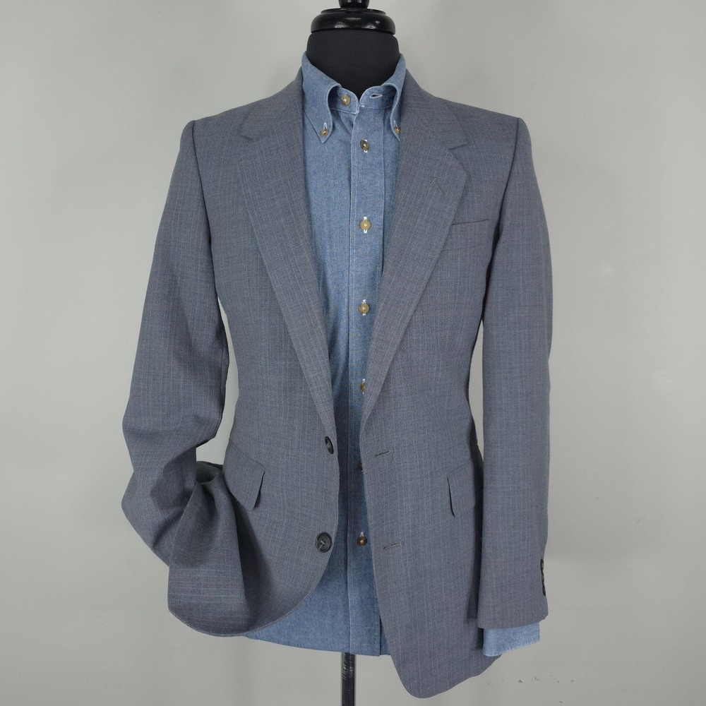 Egon Vonfurstenberg Suit Jacket Mens 37R Gray Pinstripe 2 Button Notch Lapel